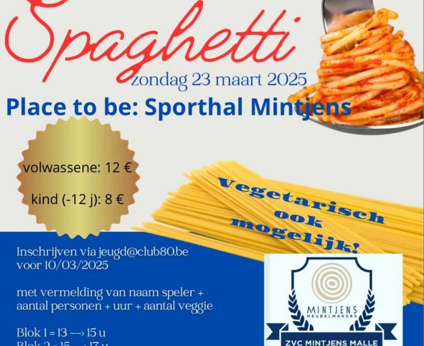 Spaghettidag jeugd zondag 23 maart 2025